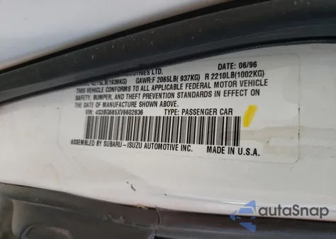 1997 Subaru Legacy Outback z USA, uszkodzony, nr VIN 4S3BG685XV6602836